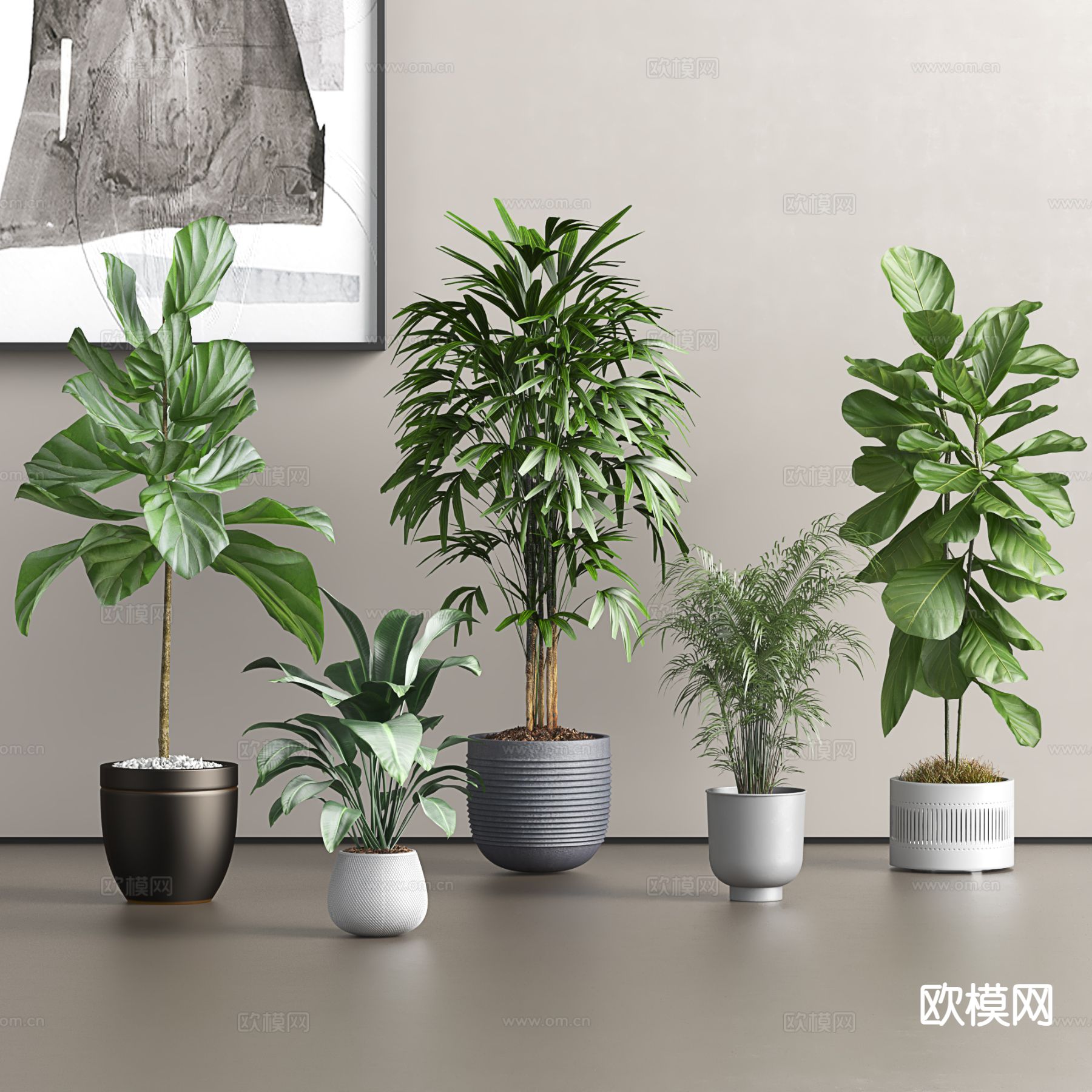 绿植盆载 绿植盆景 落地植物3d模型