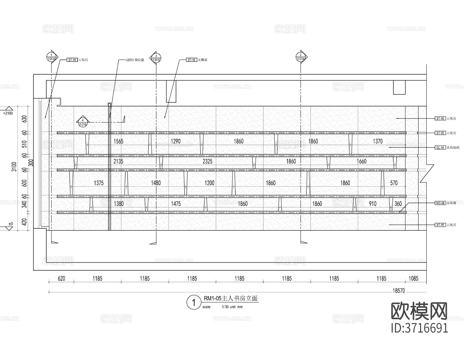 书房书架节点大样图下载（渲染图1）