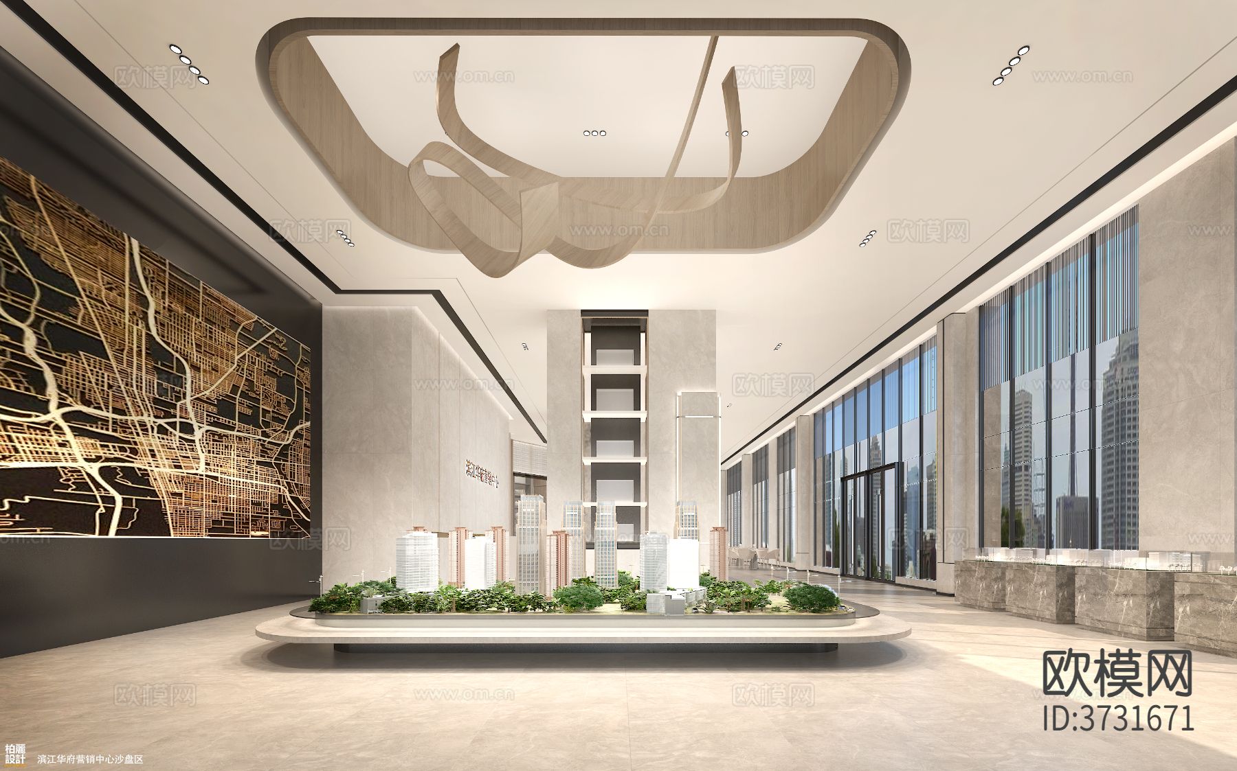 销售中心cad平面图下载（渲染图2）