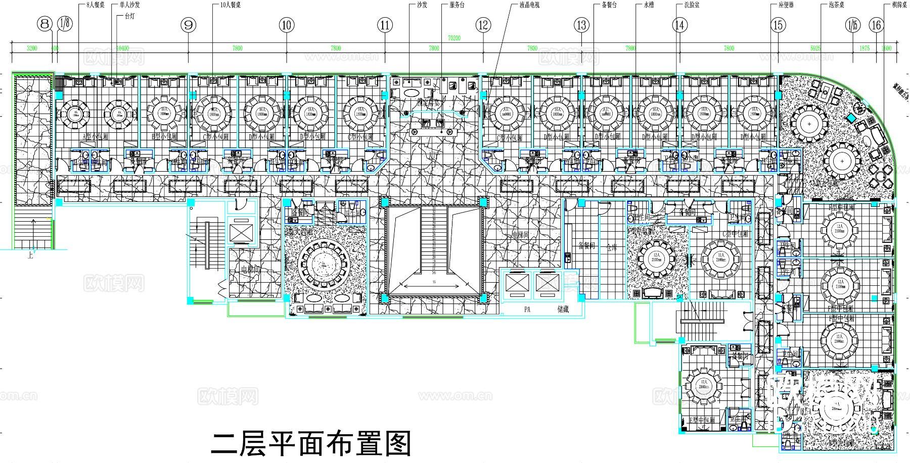 酒店包厢CAD平面图