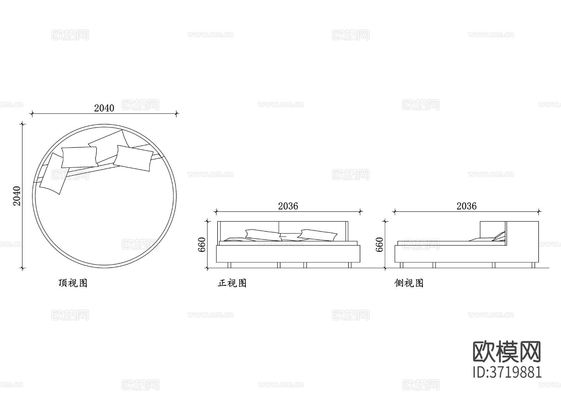 圆床三视图