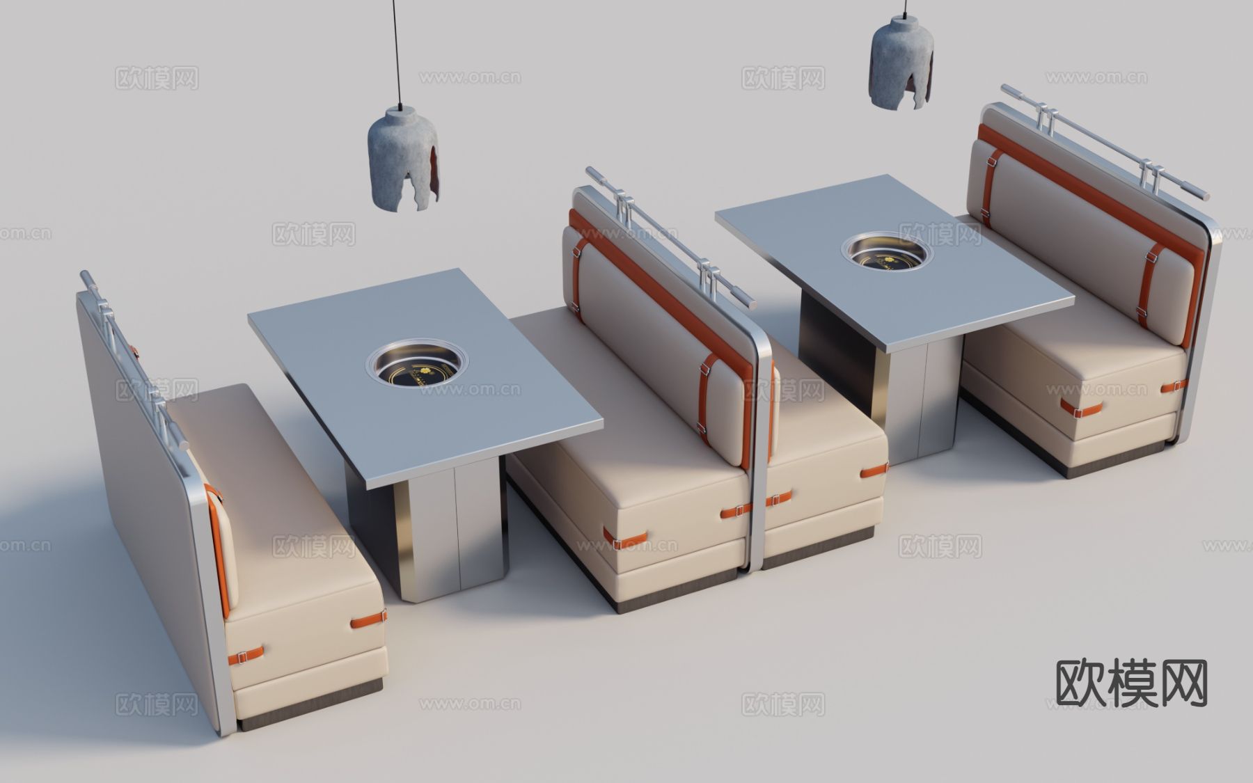 卡座 隔断 座椅组 火锅店卡位3d模型