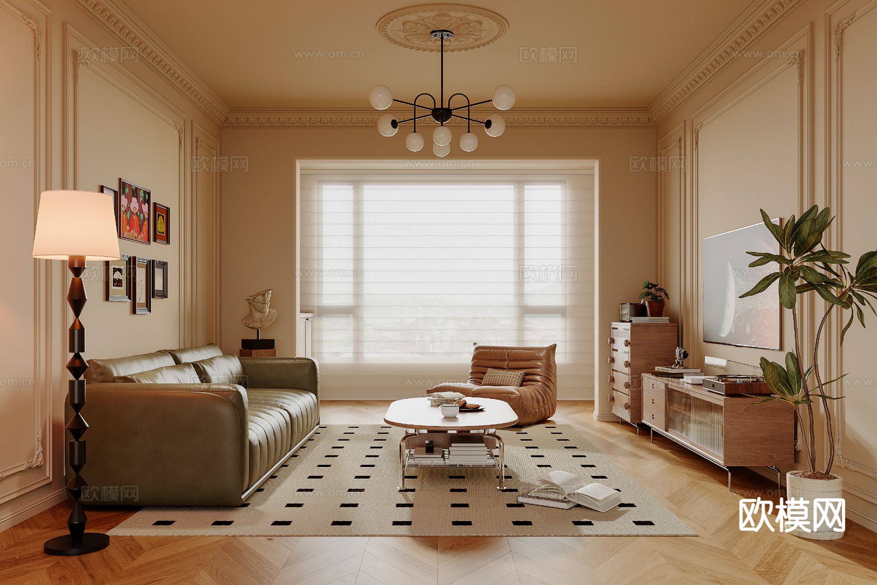 法式客厅3d模型下载