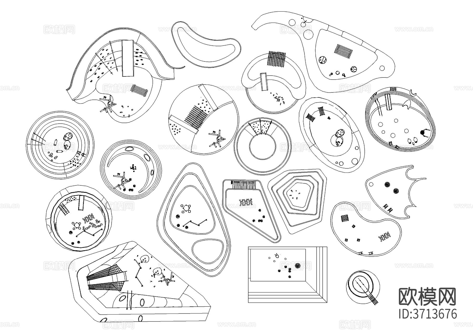 儿童乐园沙坑CAD图库下载（渲染图1）