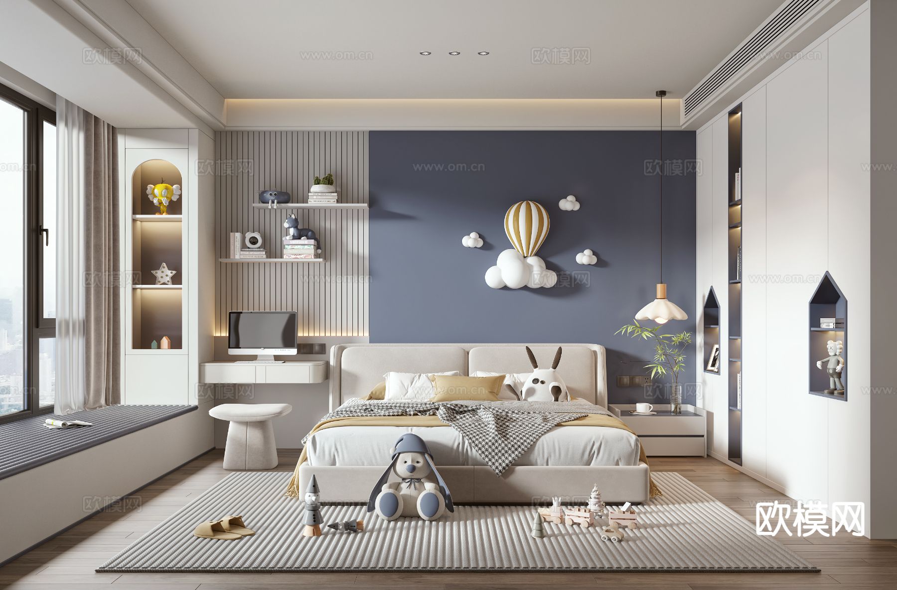 现代儿童房 男孩房3d模型下载