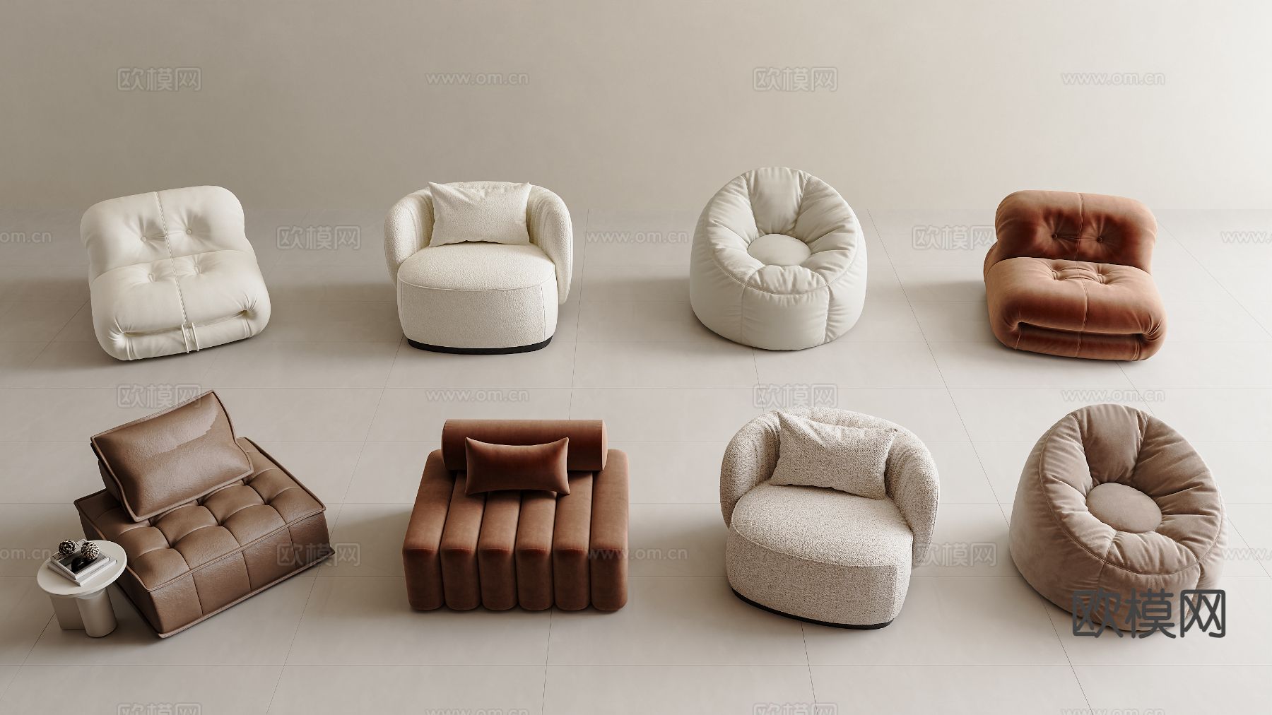 现代懒人沙发 方块沙发3d模型下载