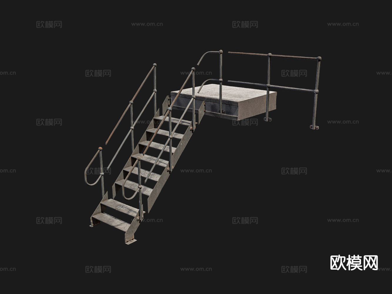工业风铁艺楼梯3d模型下载
