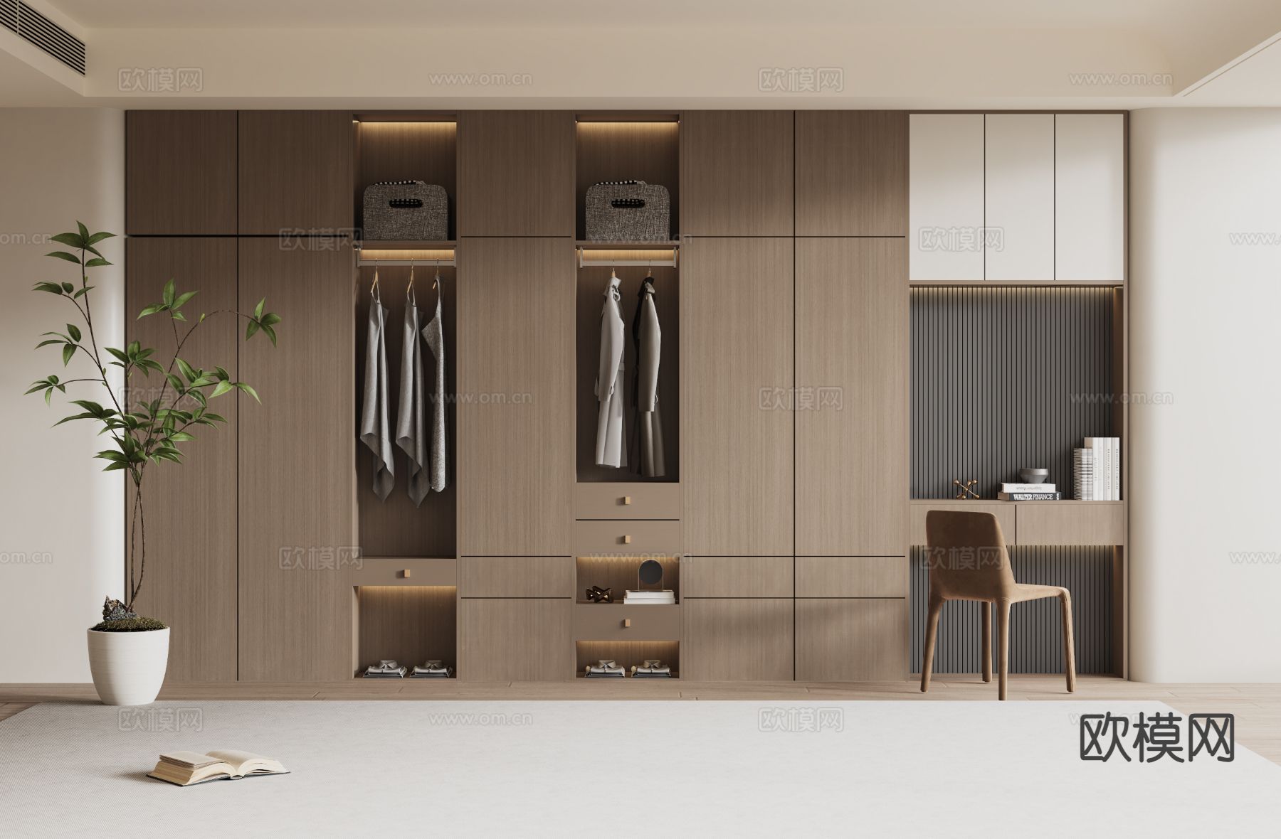 原木风衣柜3d模型下载