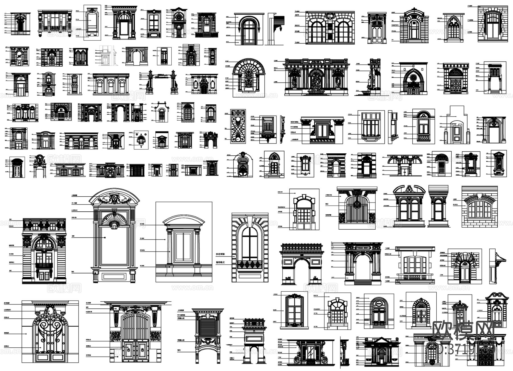欧式建筑门窗CAD图库