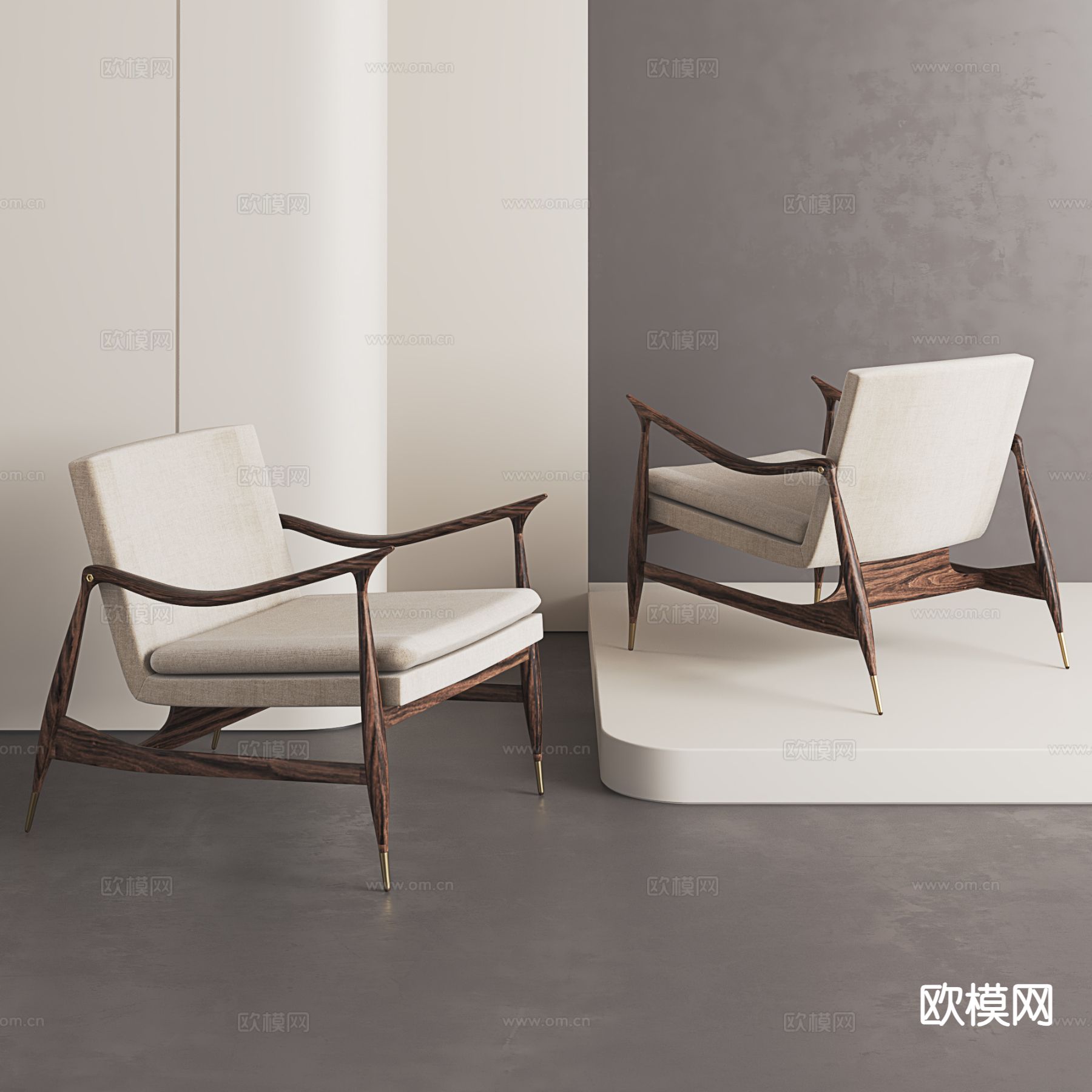 中古风休闲椅su模型下载（渲染图2）