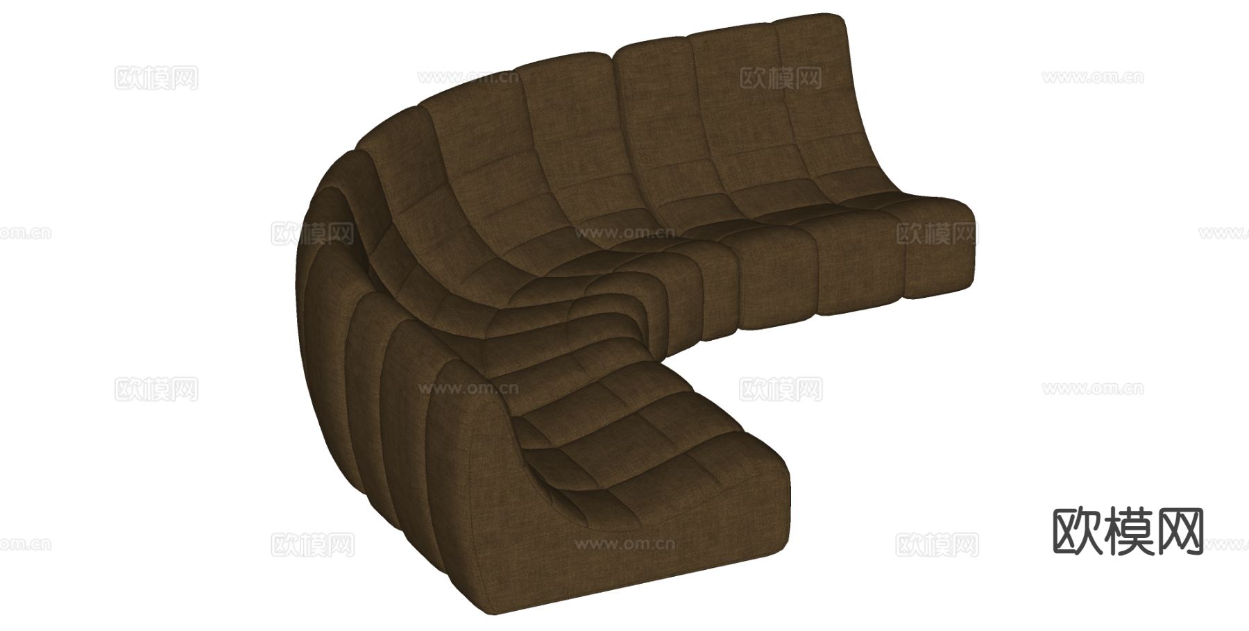现代多人沙发 弧形沙发su模型下载（渲染图1）