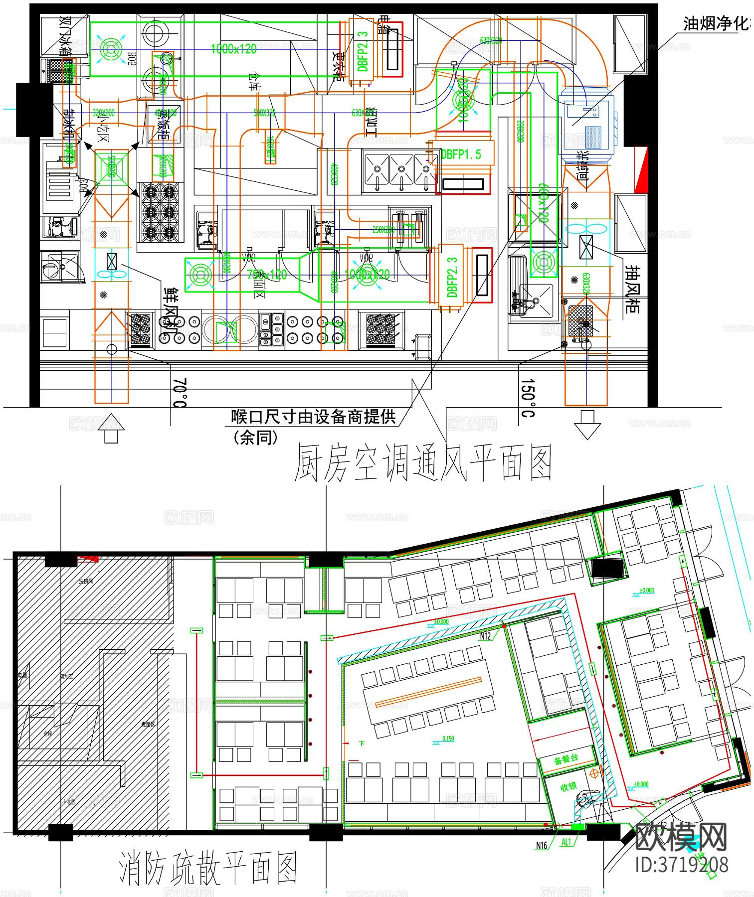 餐饮餐食区CAD平面图