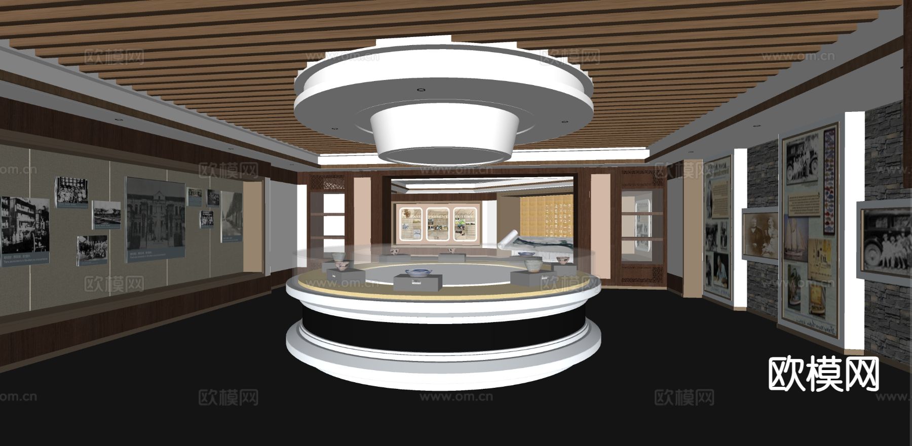 中式博物馆 文化展厅su模型