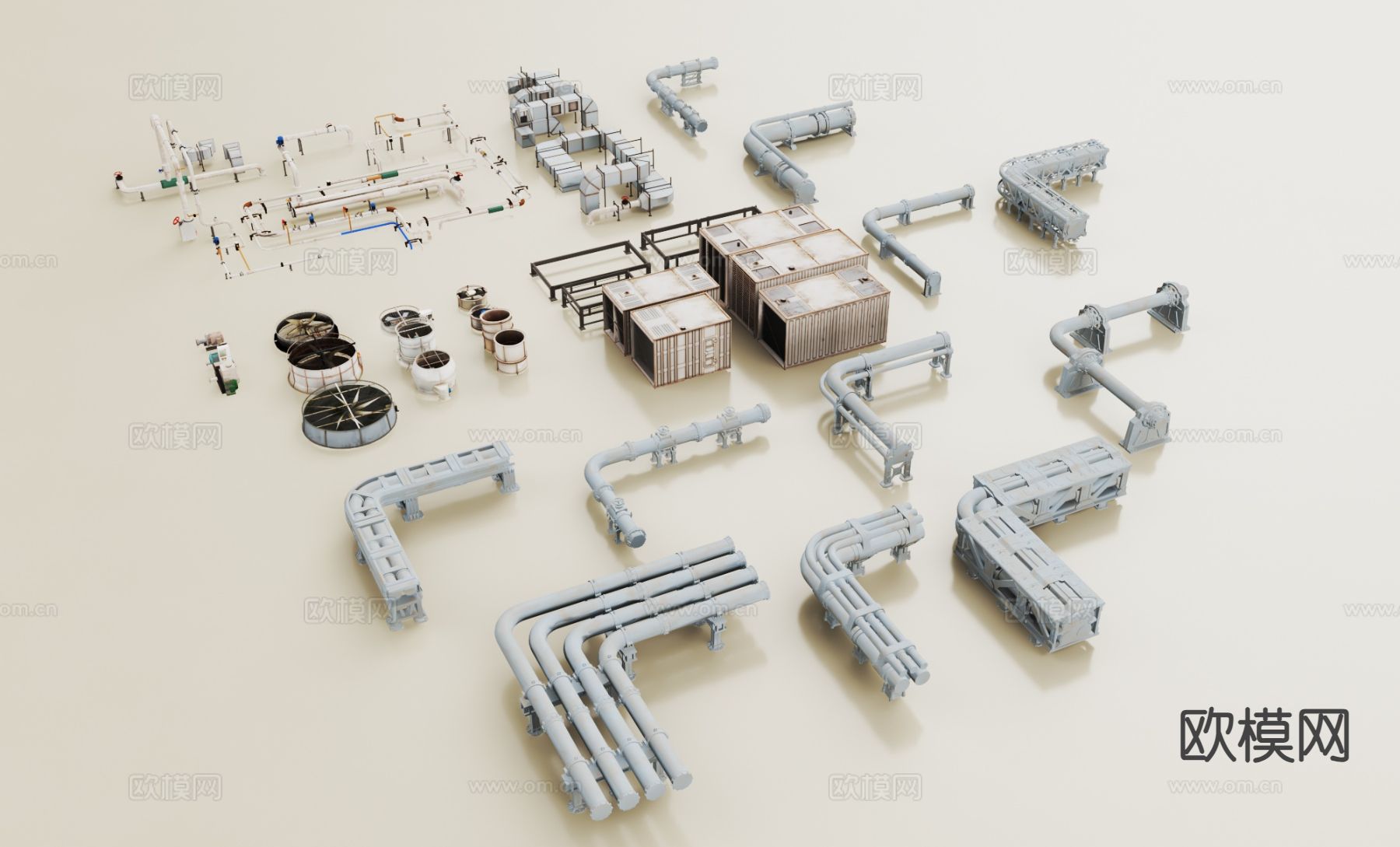 现代管道 空调管道3d模型