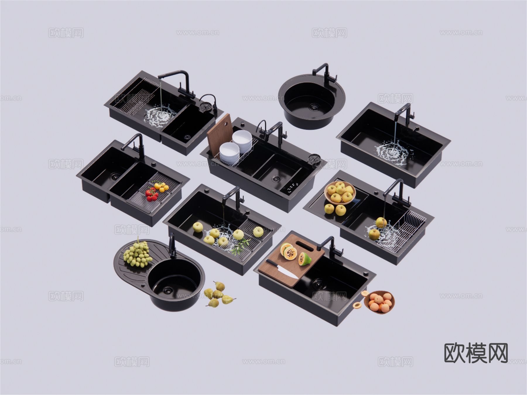 现代厨房水槽su模型下载（渲染图2）