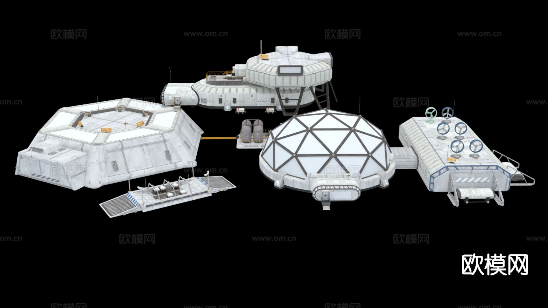 月球基地 太空设备3d模型