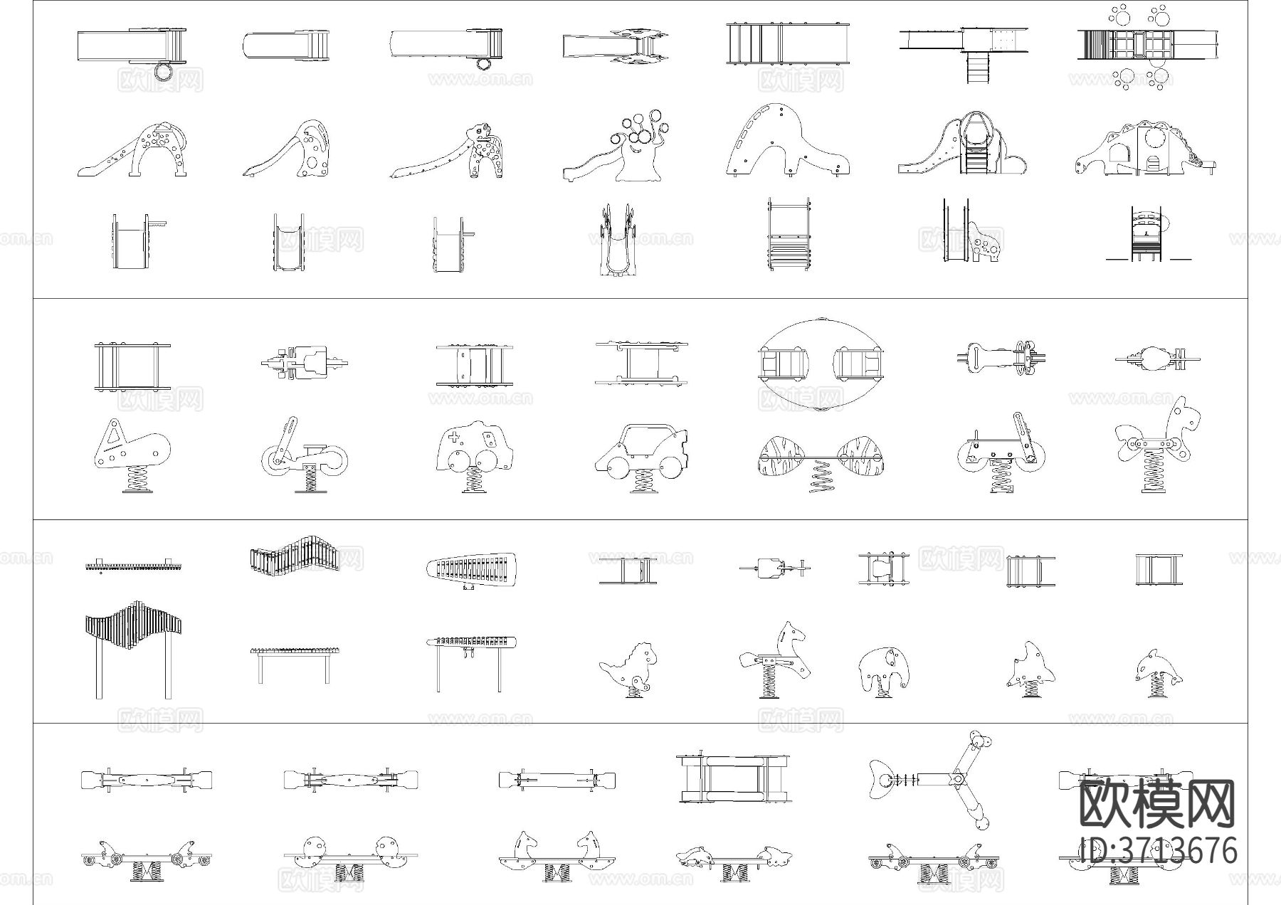 儿童乐园沙坑CAD图库下载（渲染图2）