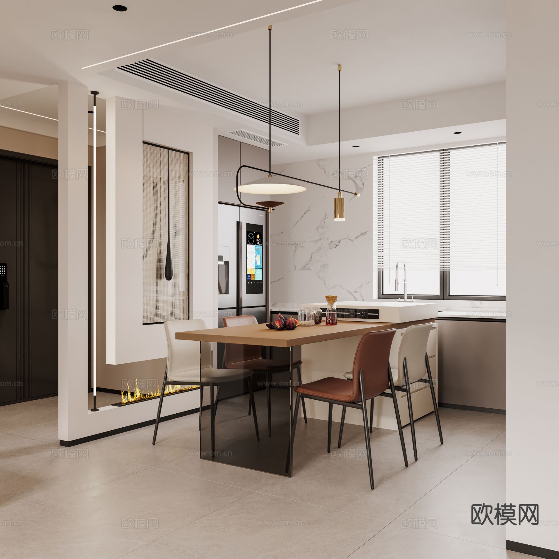 现代餐厅3d模型下载