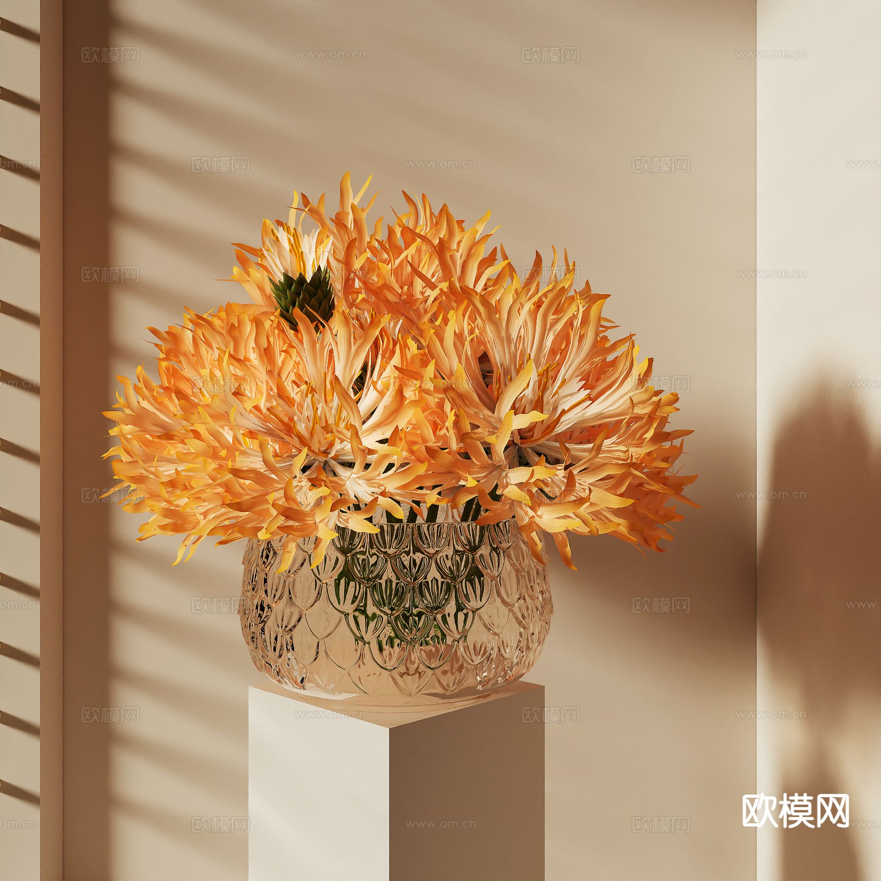 鲜花 插花 玻璃花瓶3d模型