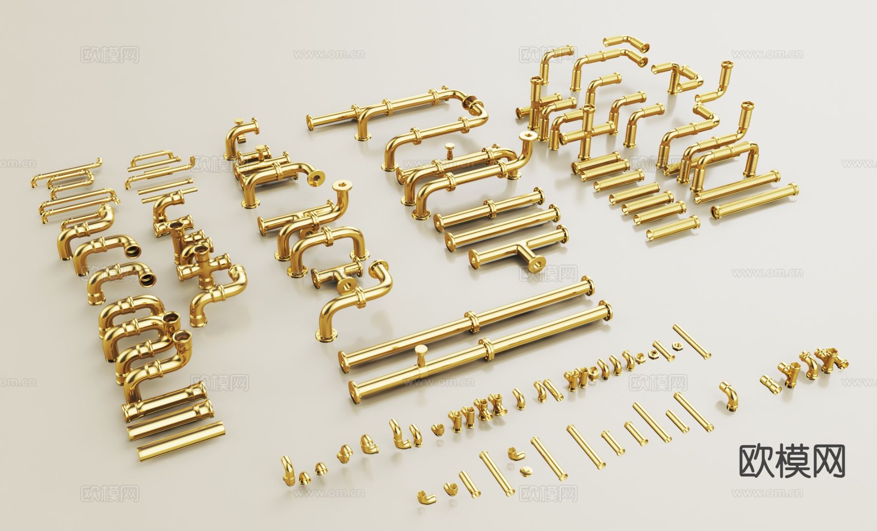 现代管道 金属管道3d模型下载