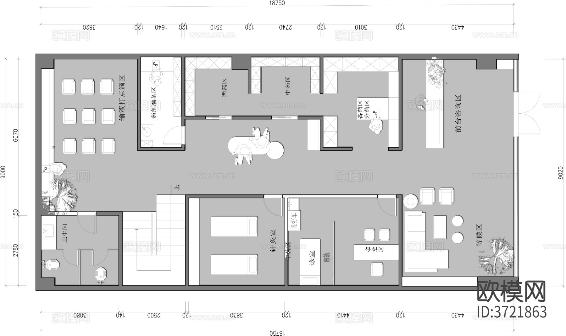 门诊诊所私人医院cad施工图