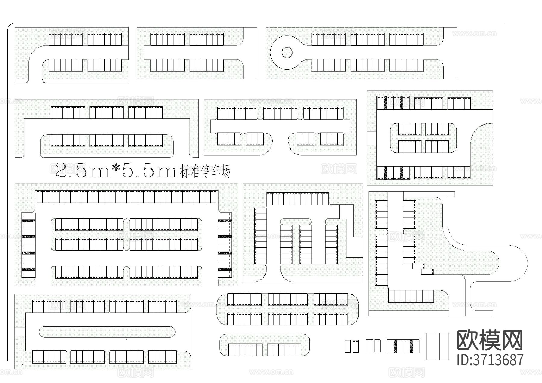 室外5m5标准停车场CAD平面图