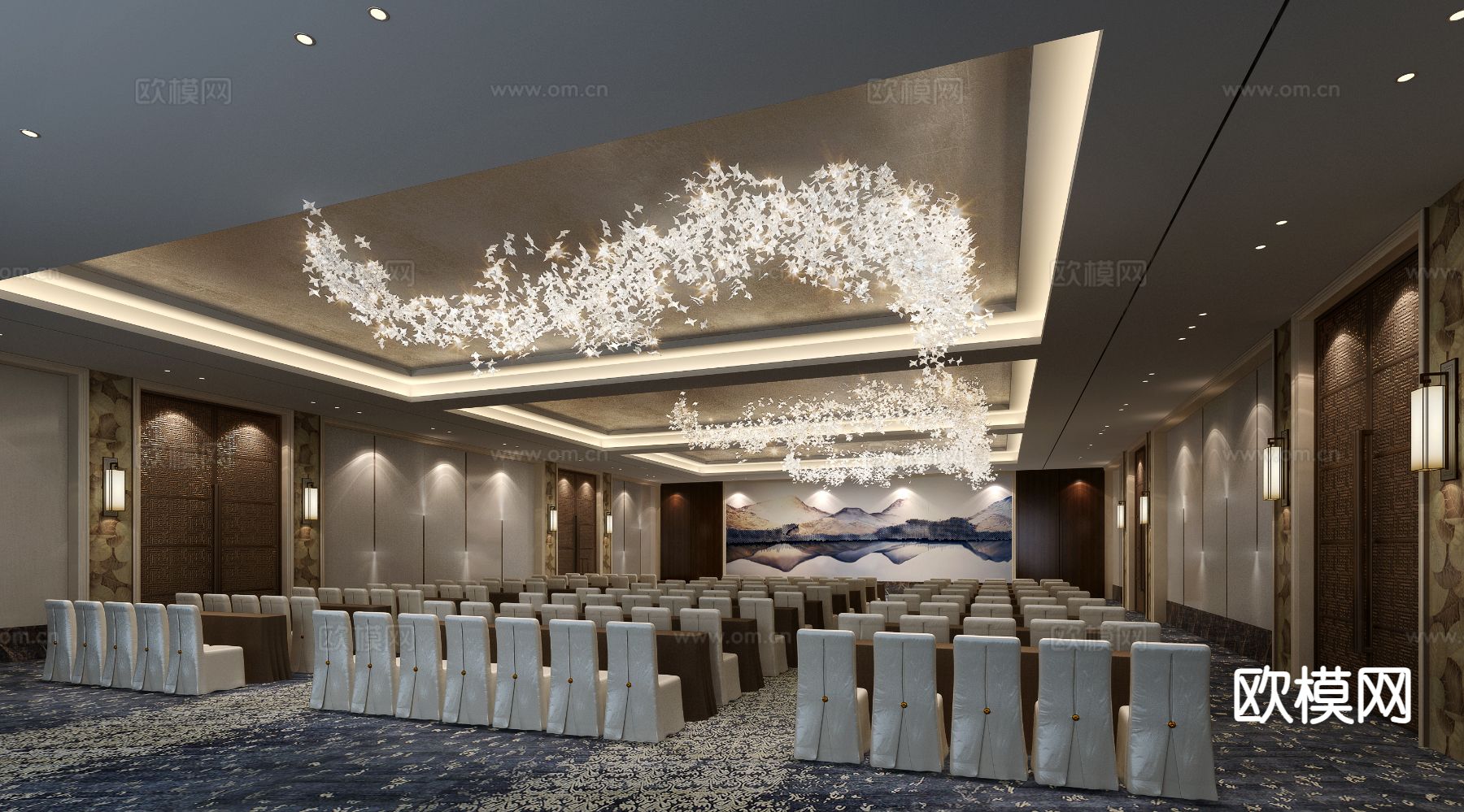 中式会议厅3d模型