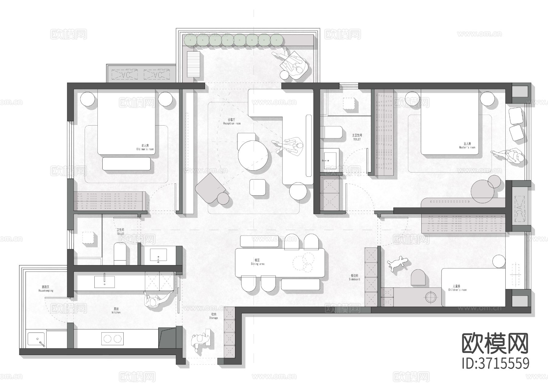 123㎡精装房cad平面图下载