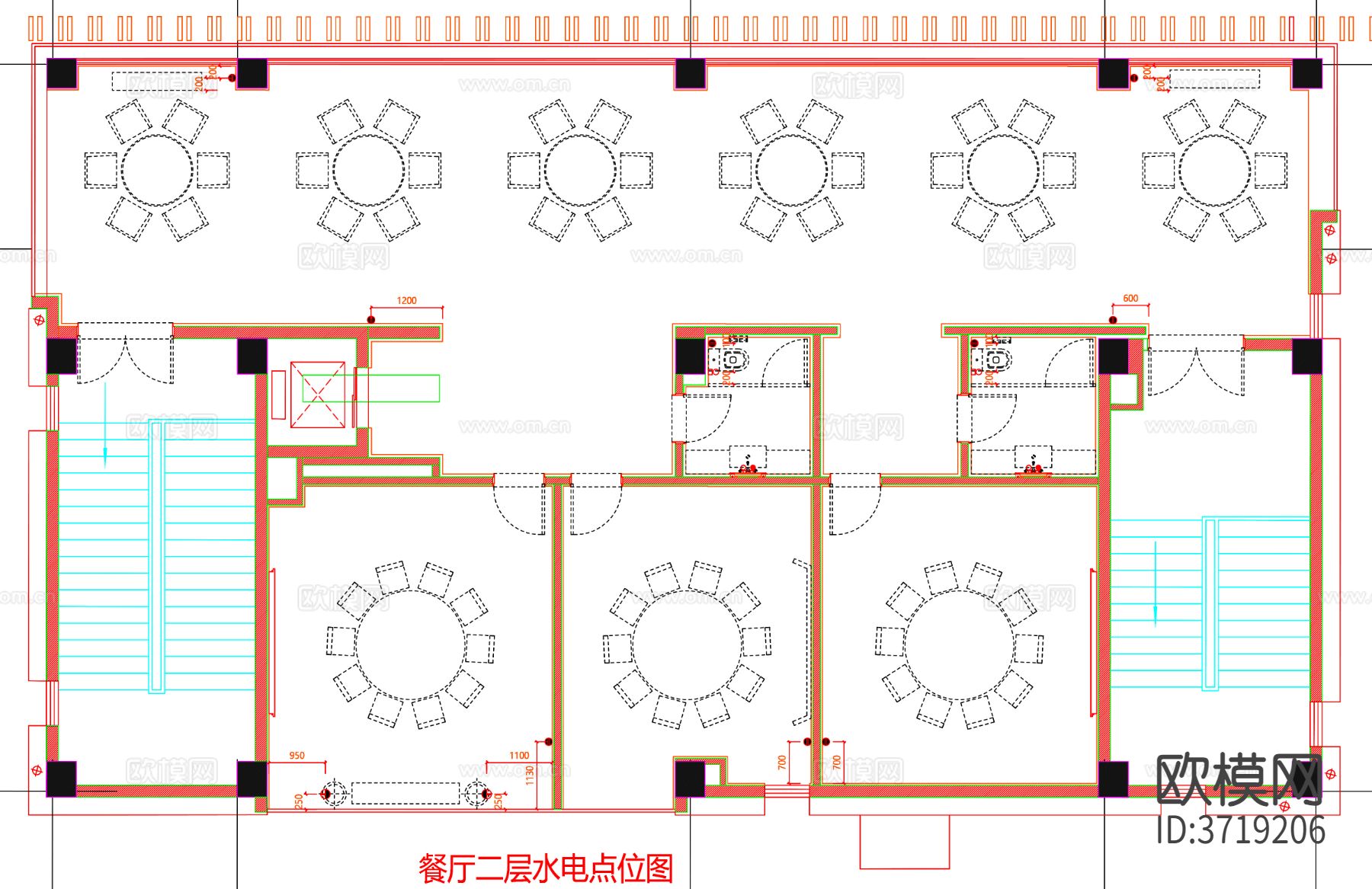 餐饮 餐食区CAD平面图