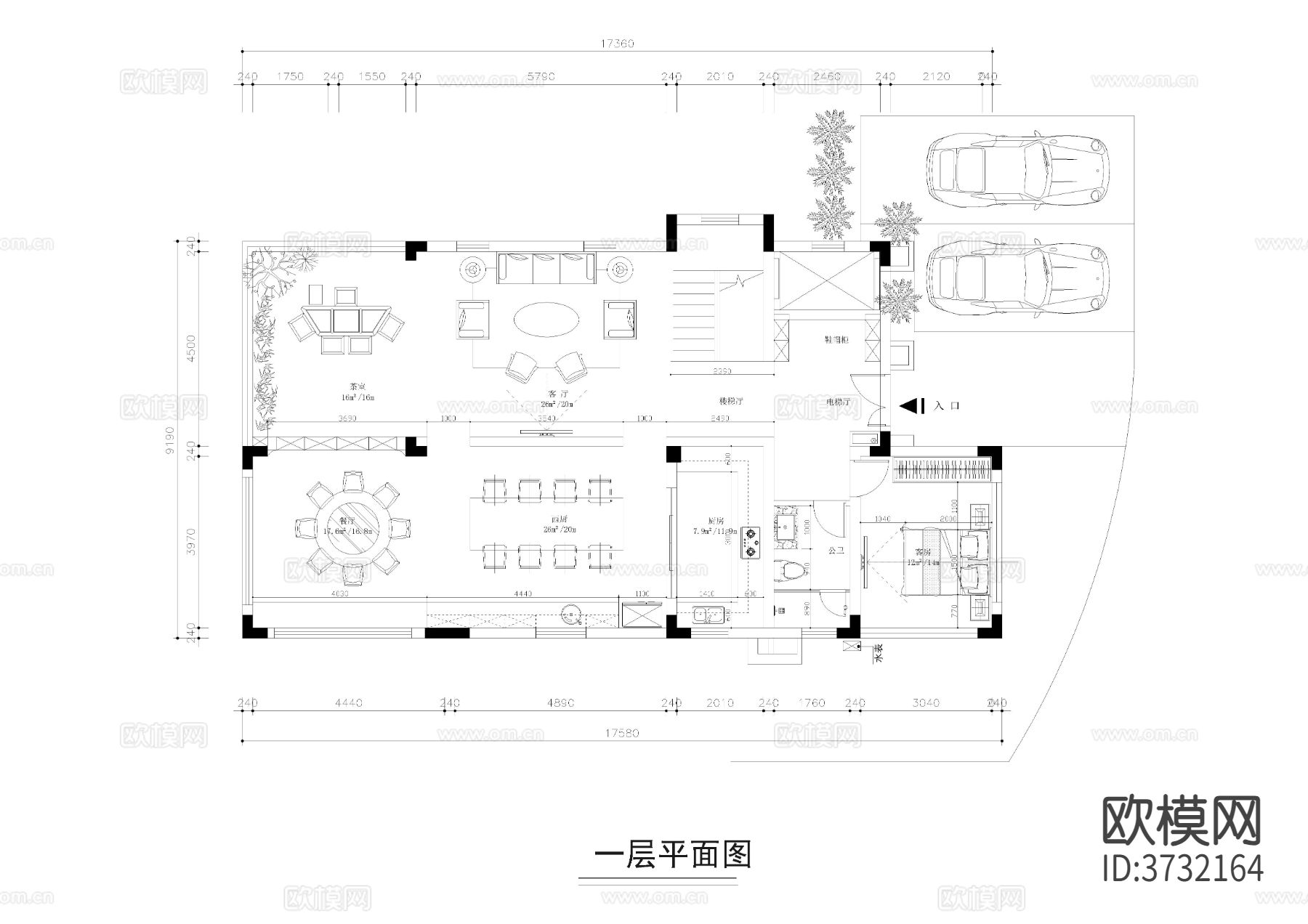 别墅平面cad方案图