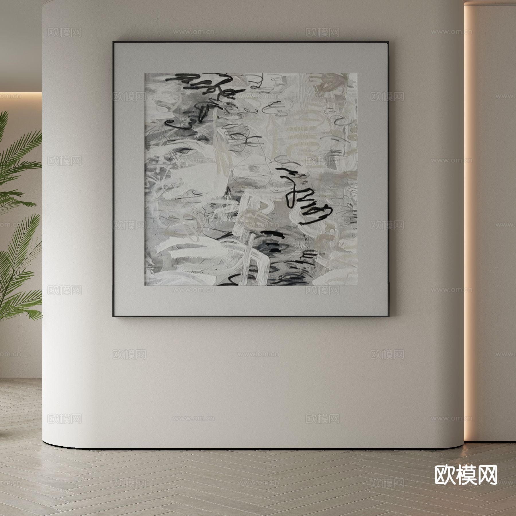 现代装饰画 肌理画 抽象画3d模型