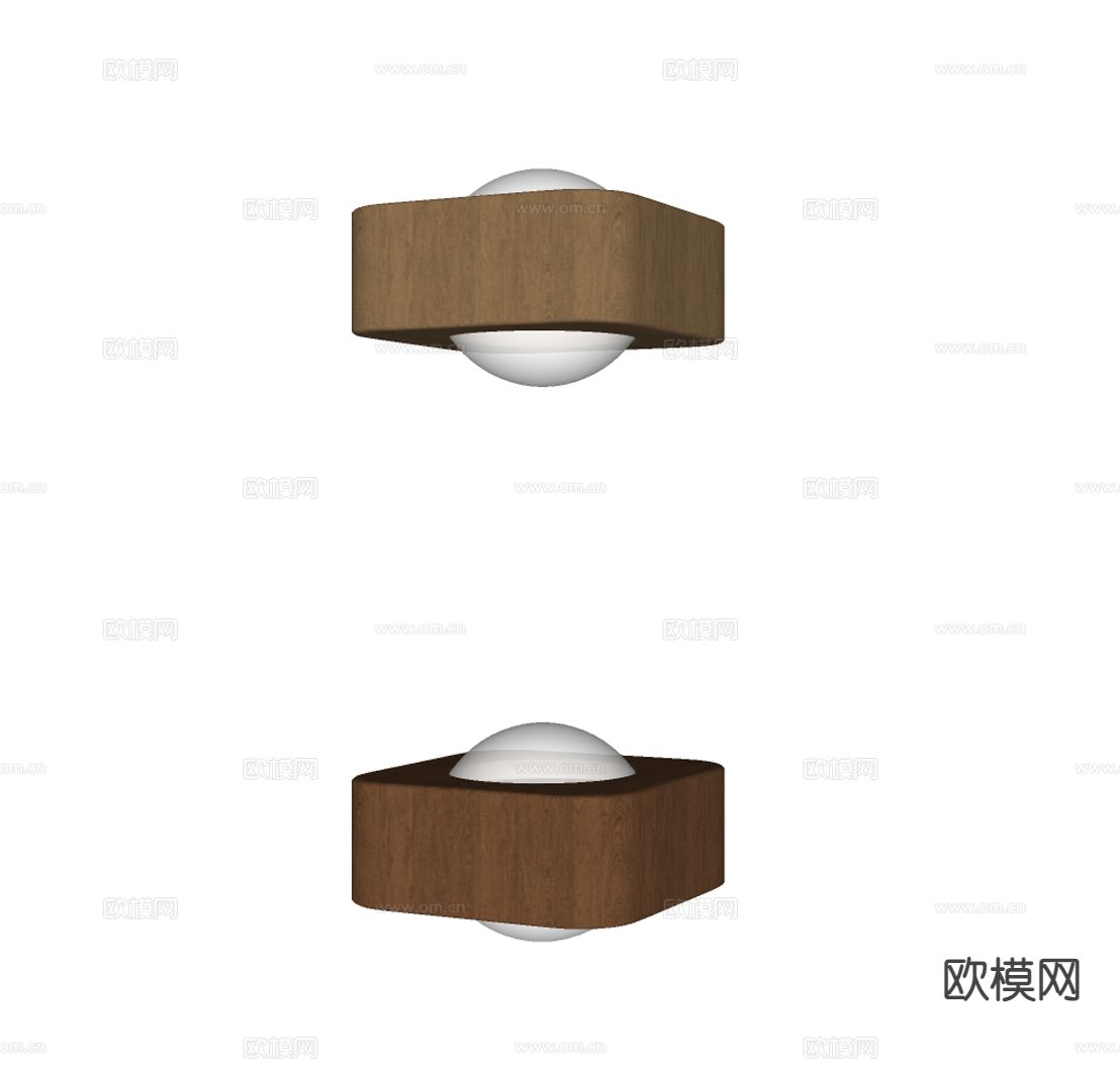 中古风实木壁灯su模型下载（渲染图1）