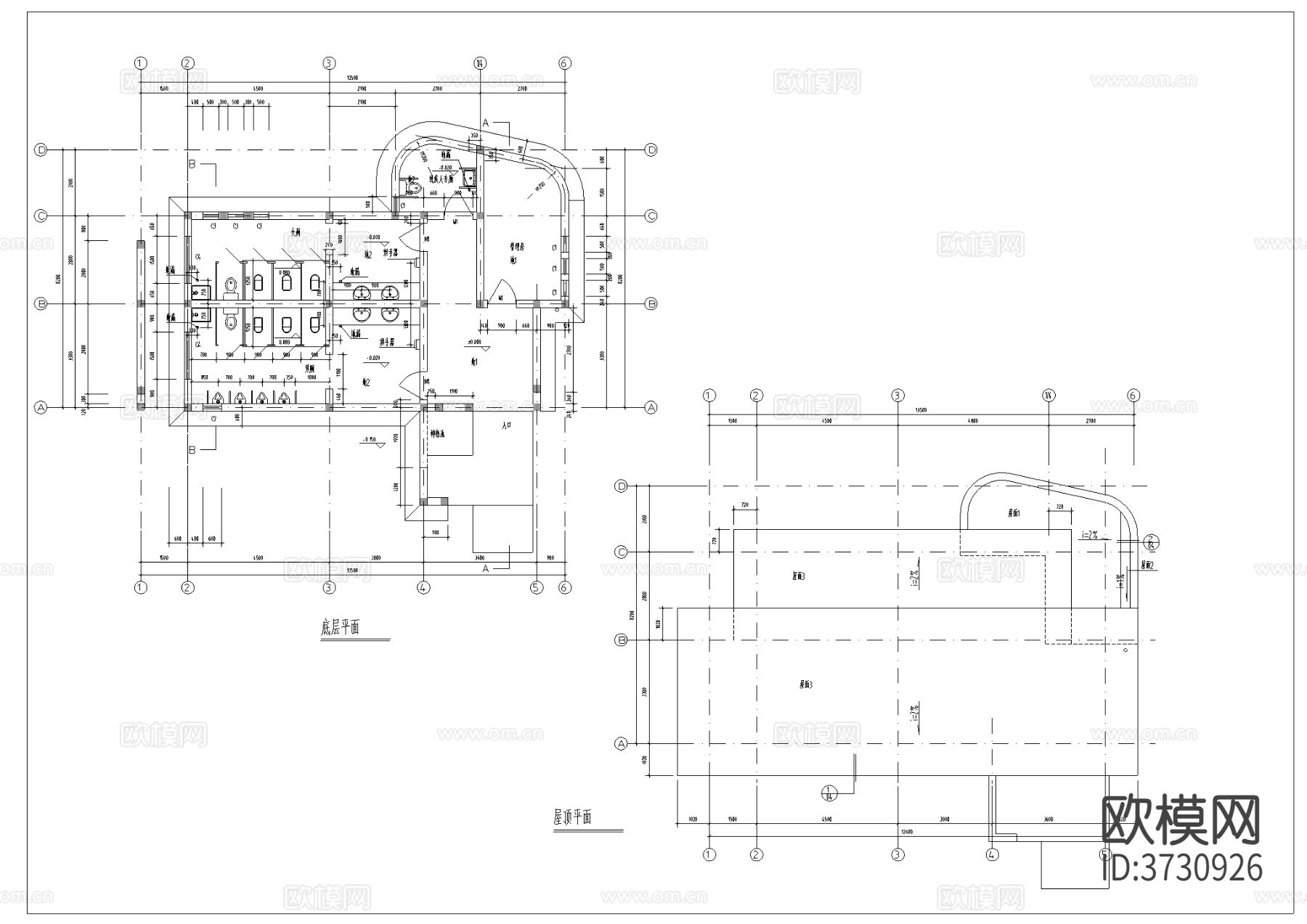 公厕建筑结构cad施工图