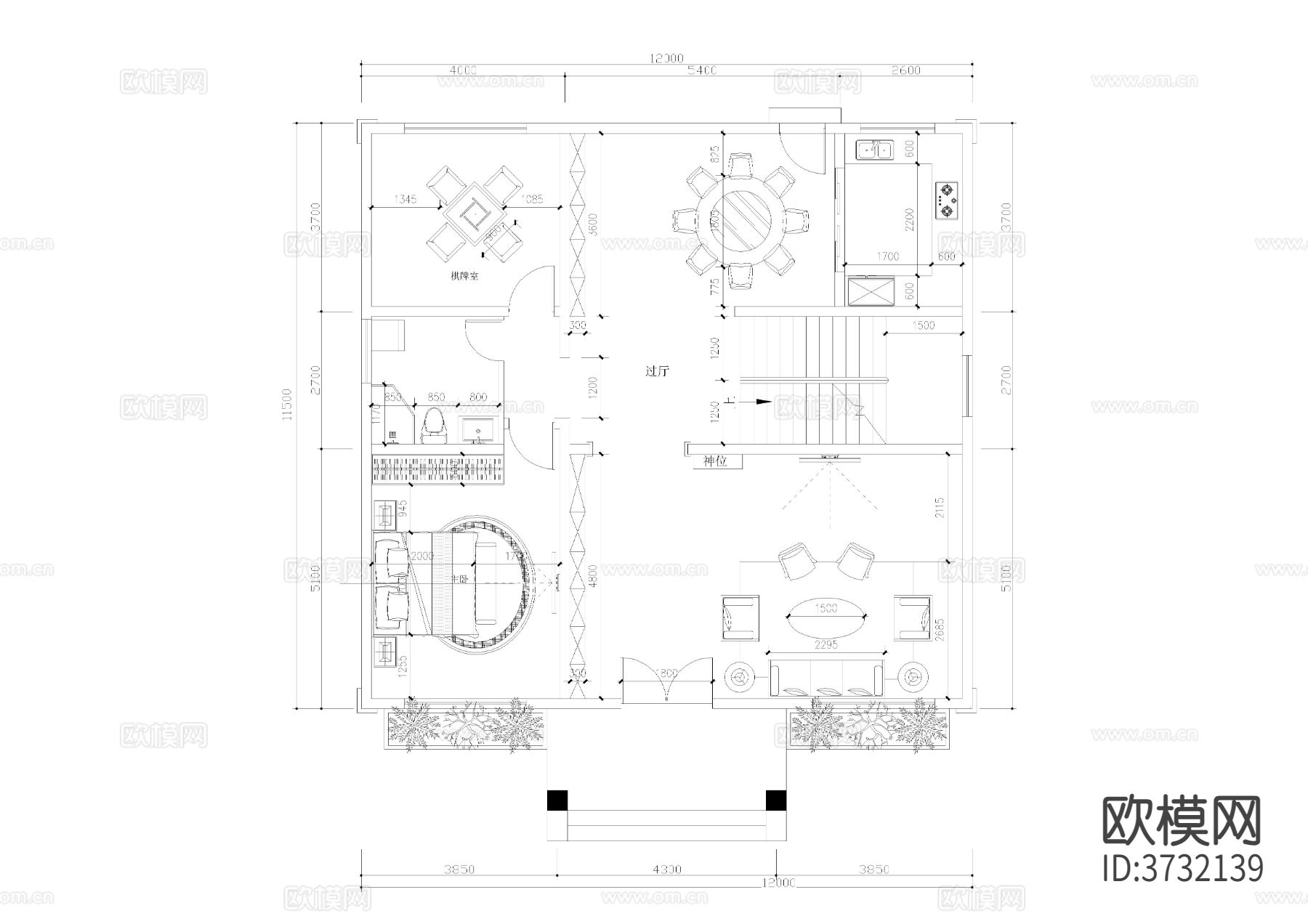 11.5X12开间自建房cad平面图