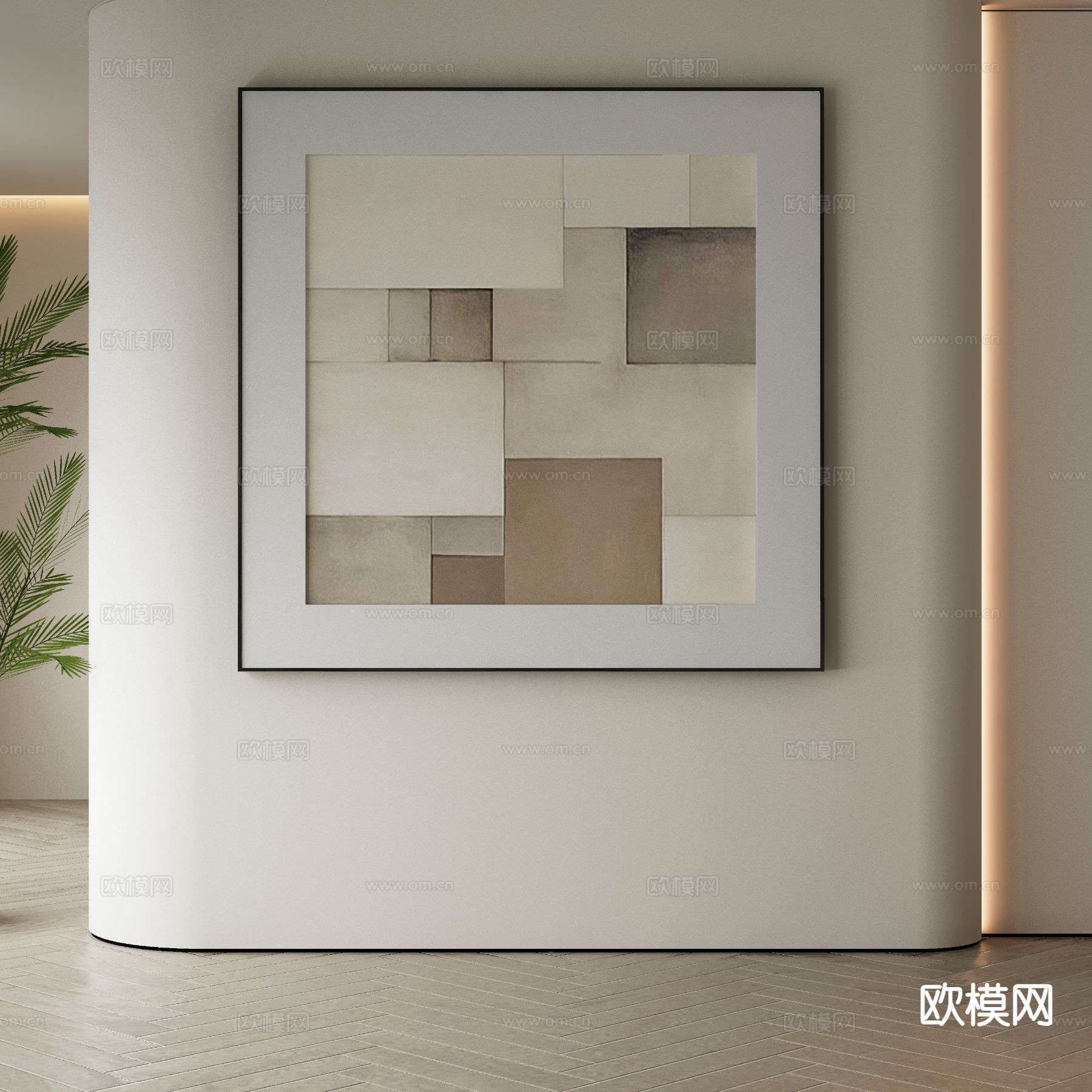 现代装饰画 抽象画 几何挂画3d模型