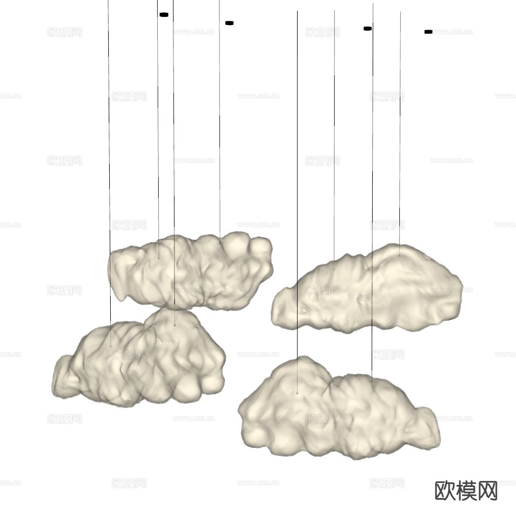 现代云朵吊灯 云朵灯su模型