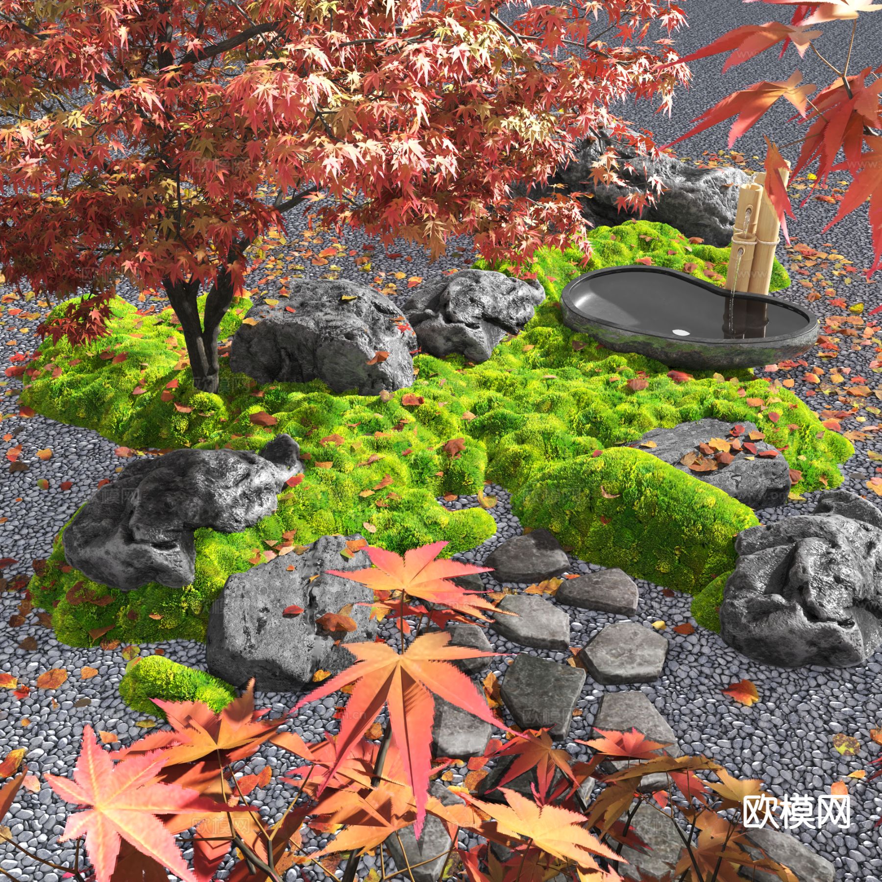 庭院景观小品 苔藓造景3d模型