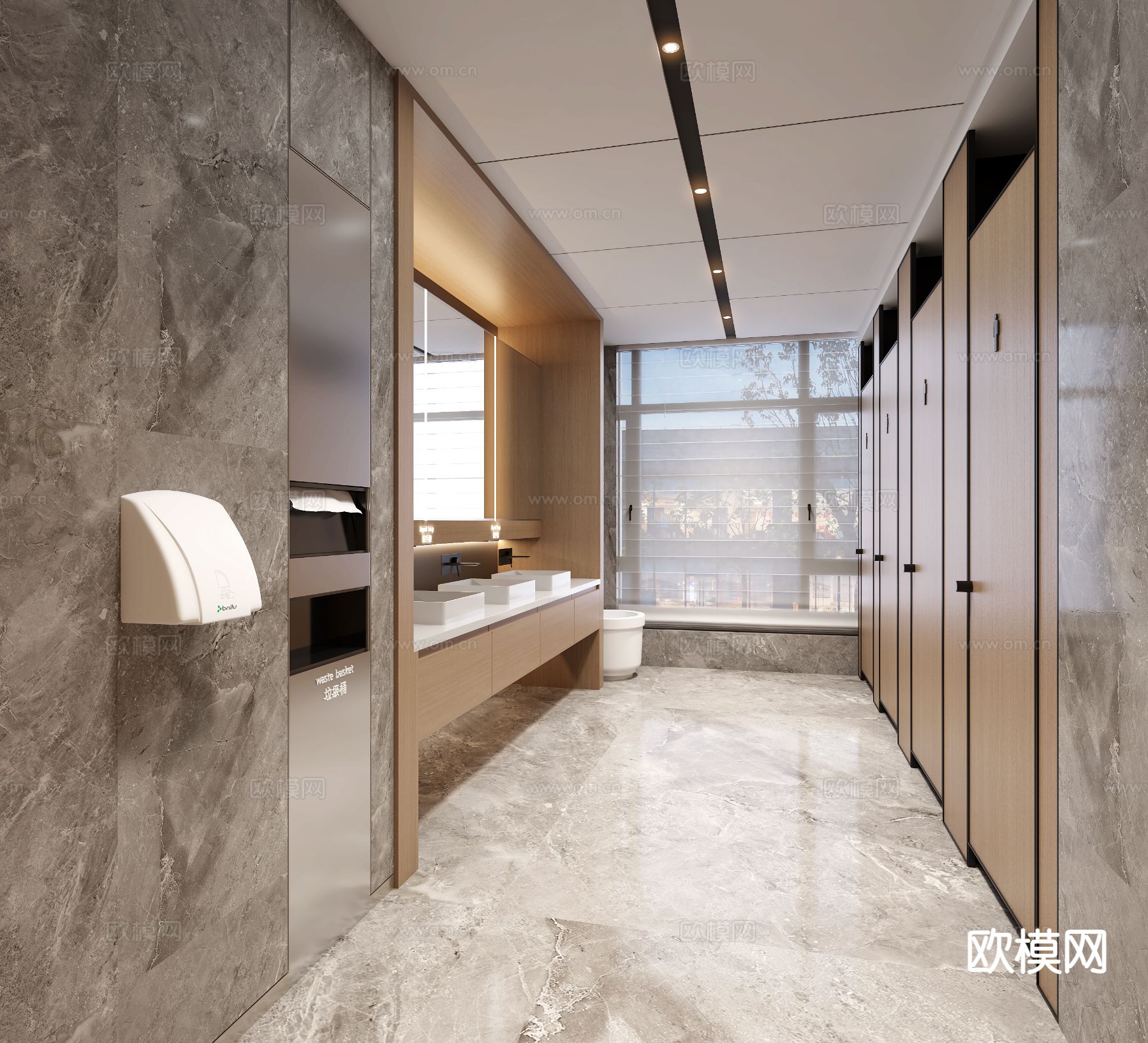 现代公共卫生间3d模型下载