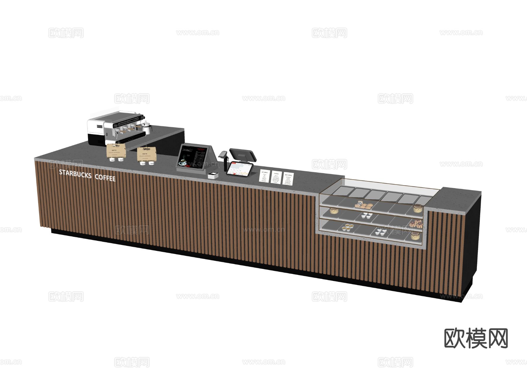 现代咖啡收银台su模型