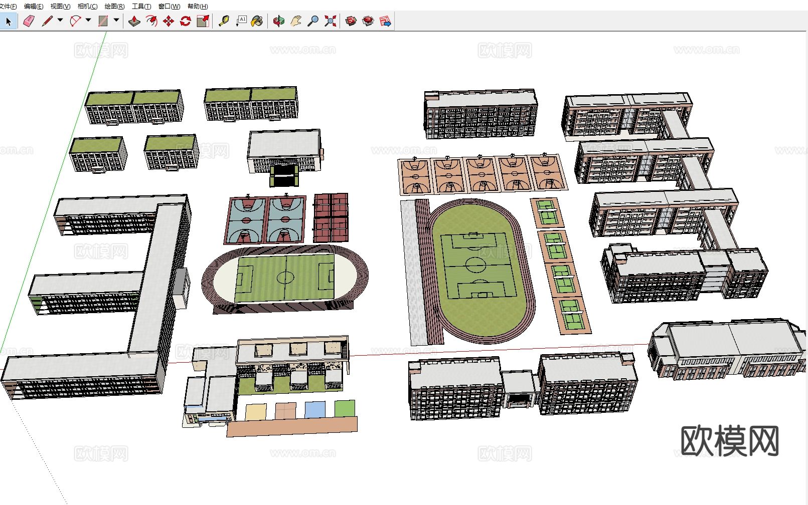 学校 教学楼 宿舍楼su模型