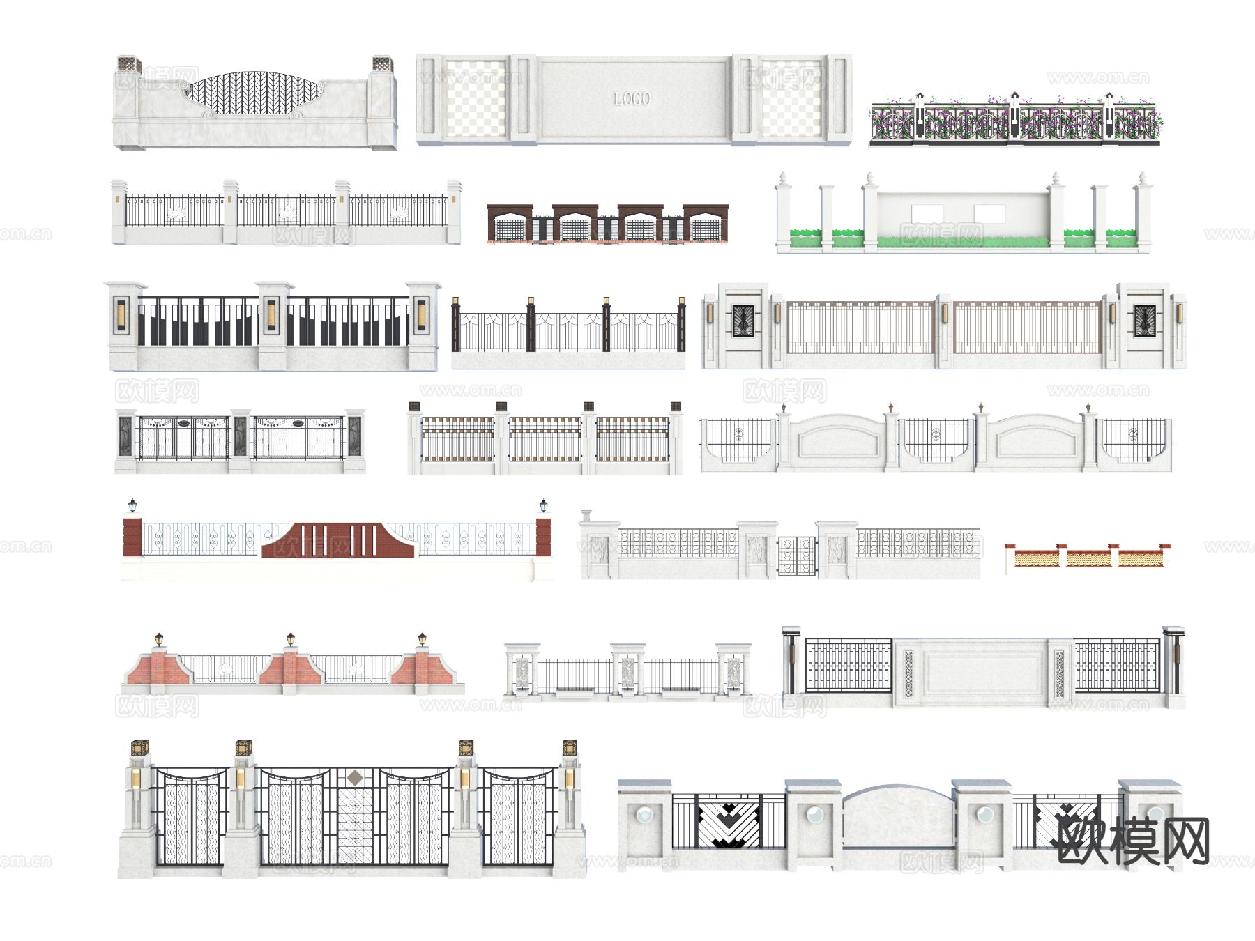 围墙 护栏 铁艺栏杆3d模型