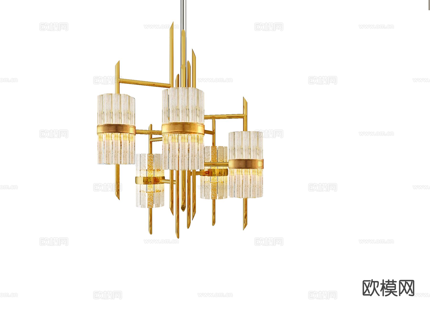 轻奢水晶吊灯3d模型下载（渲染图4）