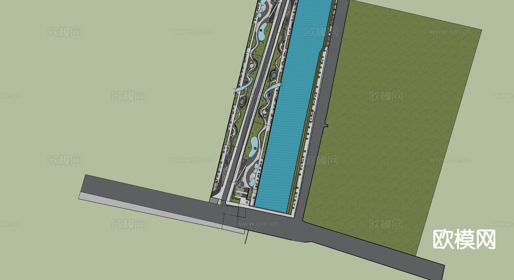 现代景观公园 口袋公园su模型