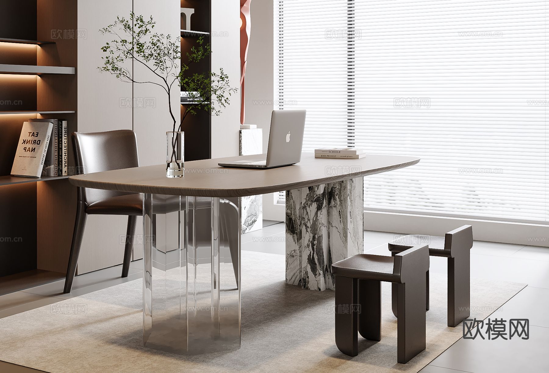 意式家居书房su模型下载（渲染图2）