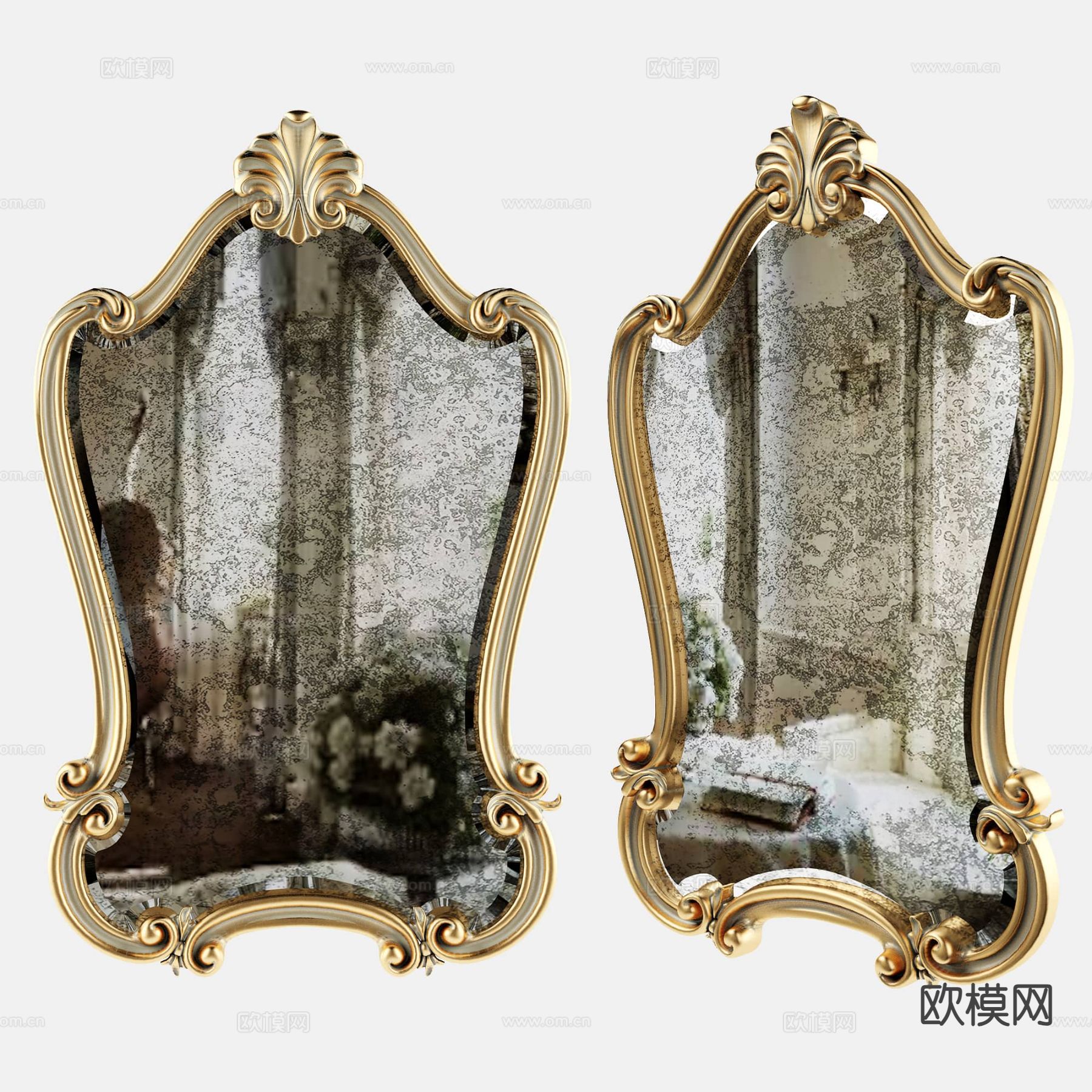 法式镜子 装饰镜 挂镜3d模型下载