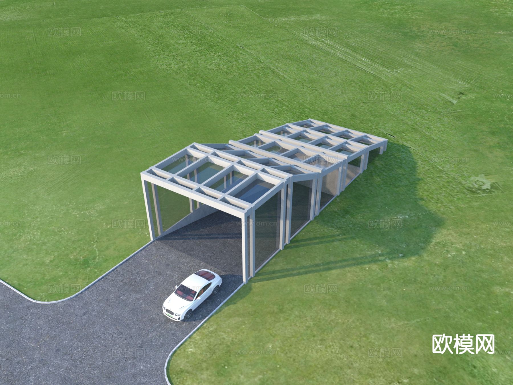 地下车库 停车场出入口3d模型下载（渲染图1）