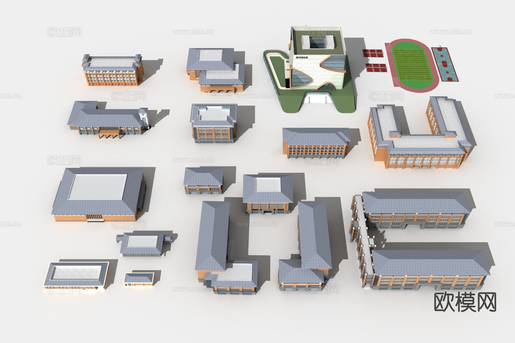 学校 教学楼 宿舍楼su模型