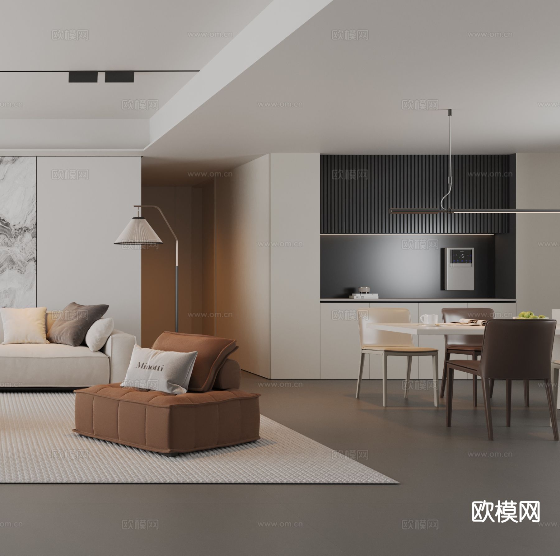 意式客餐厅su模型下载（渲染图3）