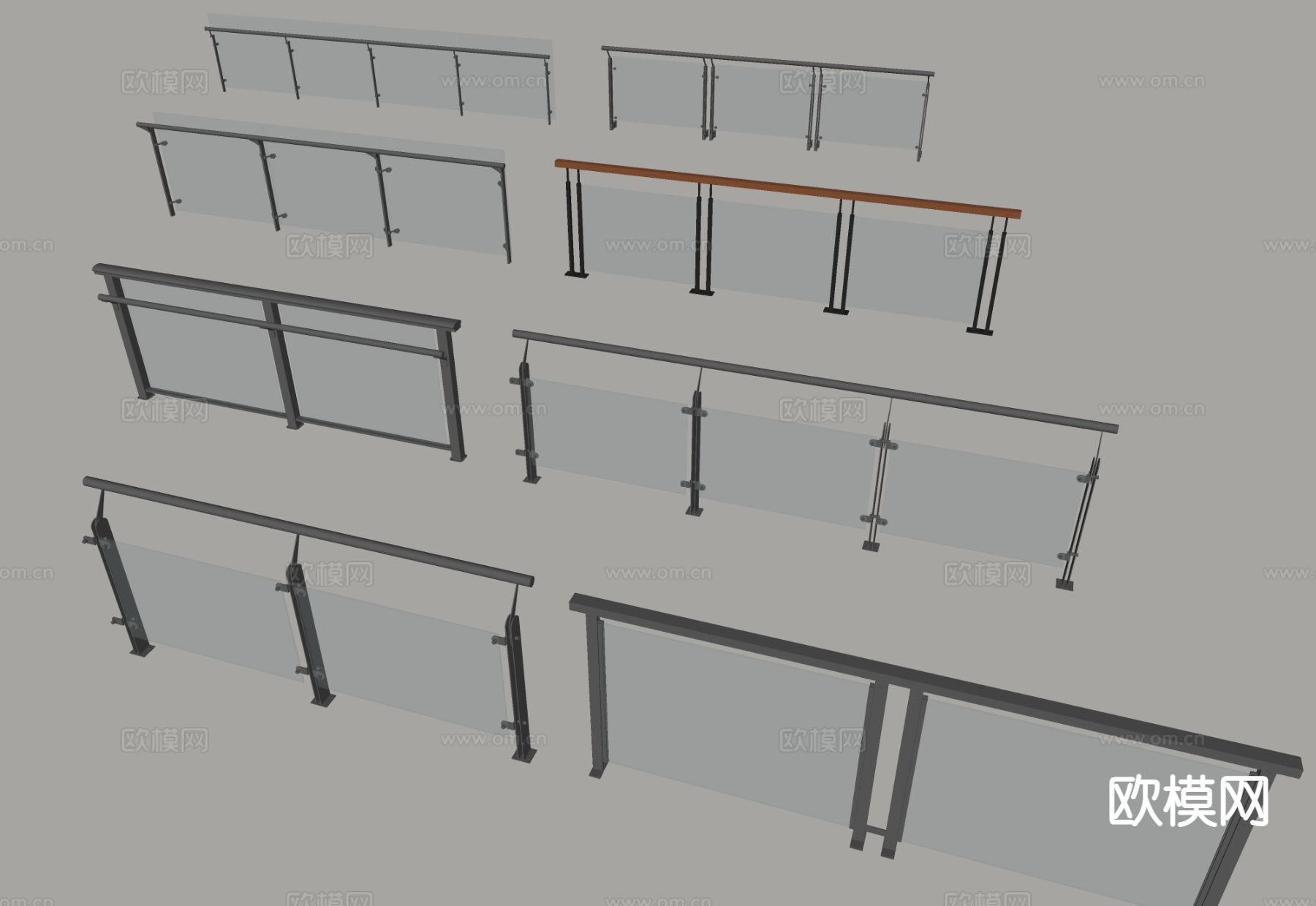 栏杆 护栏 玻璃栏杆su模型