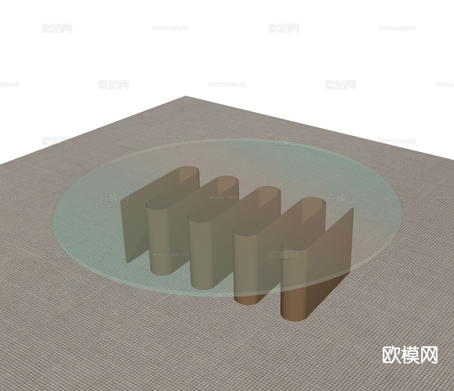 现代玻璃茶几su模型